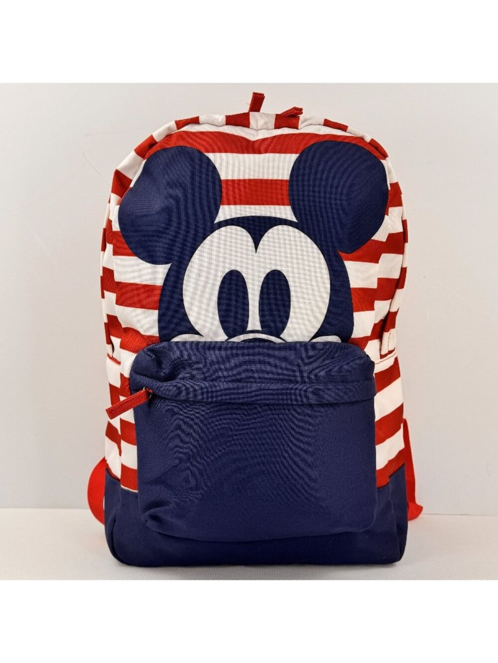 Disney Mickey Mouse Striped Backpack Americana Red White and Blue Adj Straps  OS